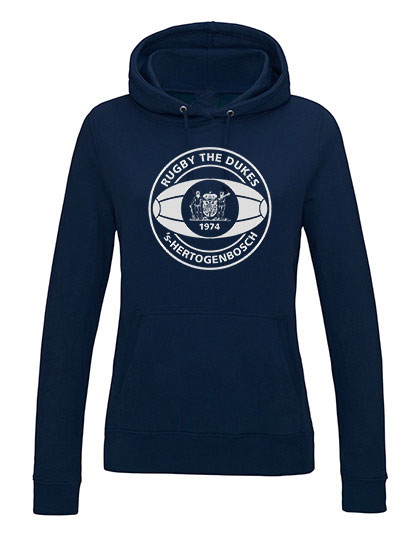 Dames-Hoodie-Marine-met-Dukes-logo-groot-