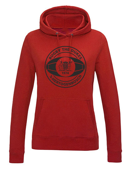 Dames-hoodie-Dukes-logo-groot-in-zwart